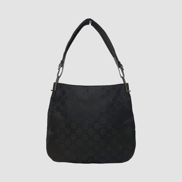 Gucci GG Jacquard Shoulder Bag Black Silver Hardware COA Leather Trim - Picture 5 of 16